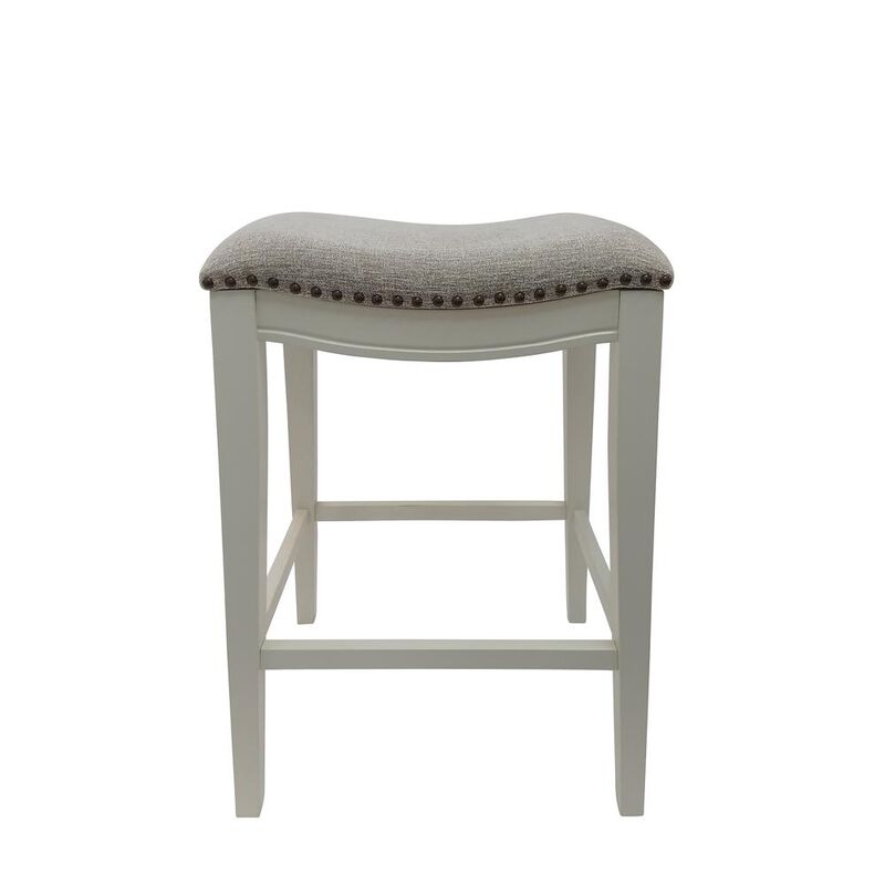 Carolina Living 30 Saddle Barstool - Set of 2 - Missouri White - Fawn Chenille Upholstery