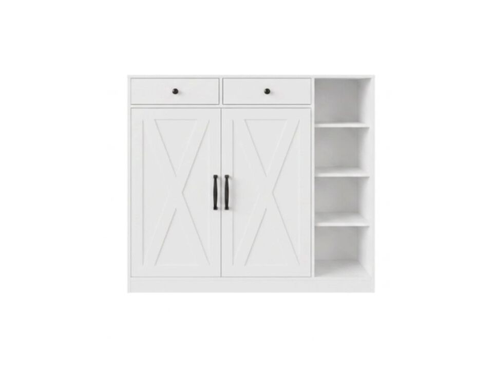 Entryway Shoe Storage Cabinet Adjustable Shelves White Modern