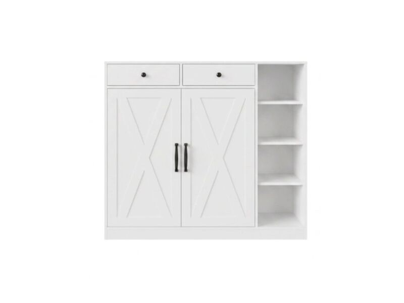 Entryway Shoe Storage Cabinet Adjustable Shelves White Modern image number 0