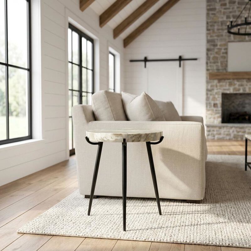 Starlight Canyon Home Marble Top Accent Table with Metal Legs, Contemporary Side Table,Brown image number 3