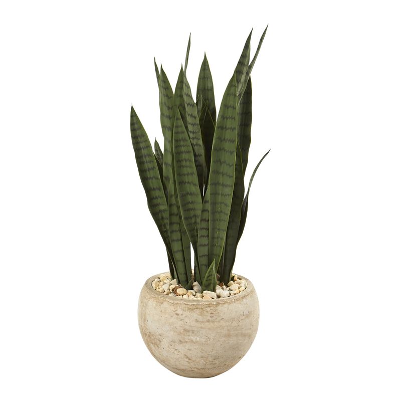 Hivvago 32" Sansevieria Artificial Plant in Sand Colored Planter