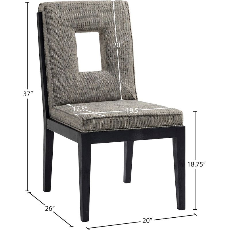 Meridian Furniture Gwendolyn Grey Linen Textured Fabric Dining Side Chair, Set of 2
