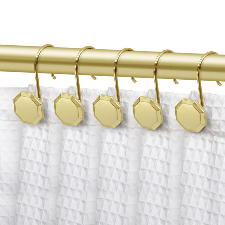 Utopia Alley Rust-Proof Zinc Shower Curtain Hooks with Octagon-Shaped end, Shower Hooks Hangers for Bathroom, Kitchen Utensils, Curtains, Clothing, Towels etc - Set of 12