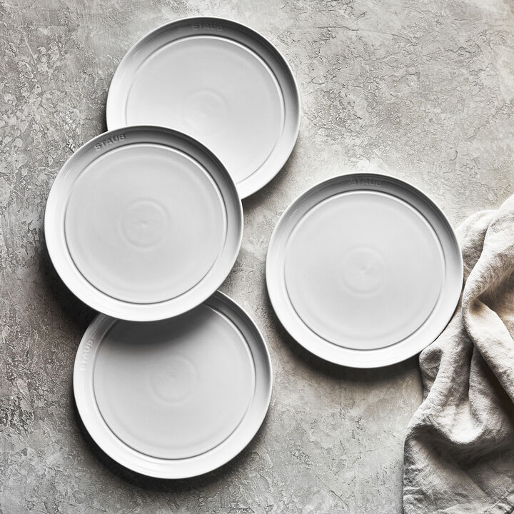 Staub Ceramic Dinnerware 4-pc 9-inch Salad Plate Set - White Truffle