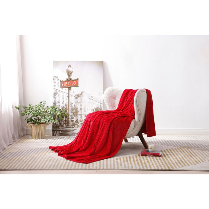 L'baiet Modern Indoor Embossed Throw Rectangle Blanket 50"x60" 100% Polyester