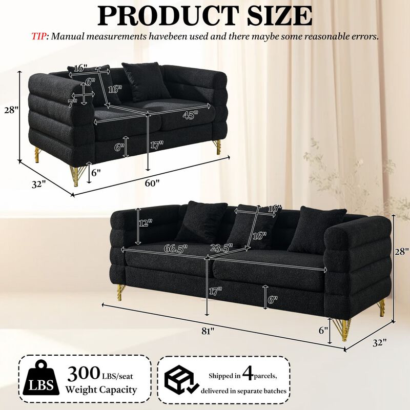 Sibsod modern-design plush cloud-shaped sofa set image number 9