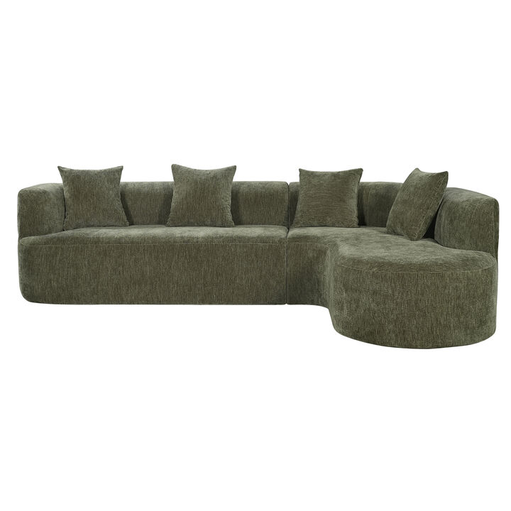 Whisen 116.5" Cloud Sectional Sofa, L-Shaped Chenille with Memory Foam, 4-Seat Curved Couch for Living Room