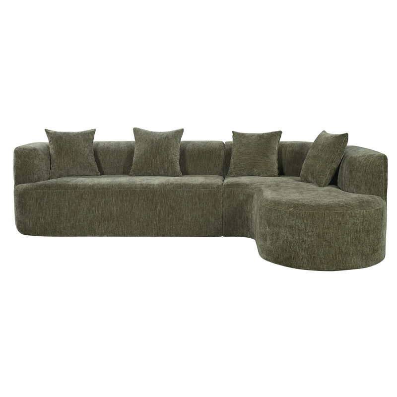 Whisen 116.5" Cloud Sectional Sofa, L-Shaped Chenille with Memory Foam, 4-Seat Curved Couch for Living Room image number 0