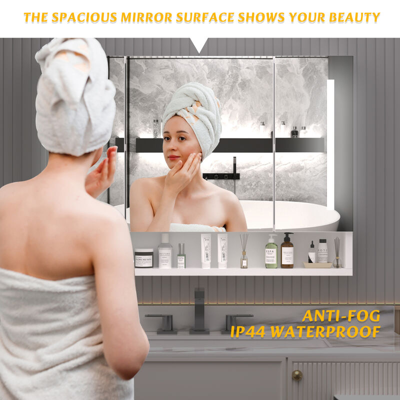 ELEMENT ACE Modern Aluminum Bathroom Medicine Cabinet with LED Lighting and Defogging Mirror for Enhanced Storage and Functionality image number 8