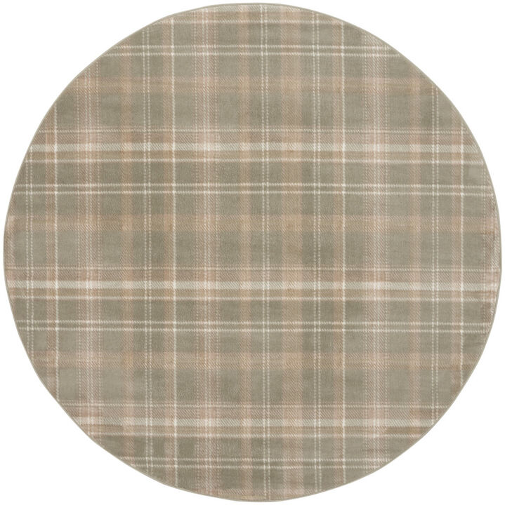 HomeRoots Plaid Round Rug