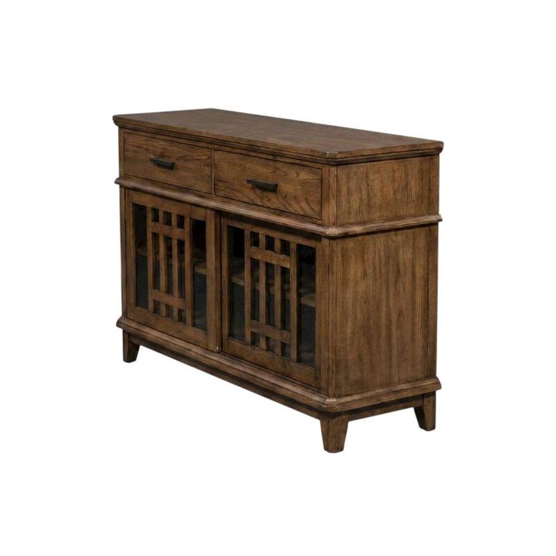 Liberty Furniture Rubberwood Solid Wood Mission-Style Buffet Cabinet with Drawers and Tray, Brown image number 2