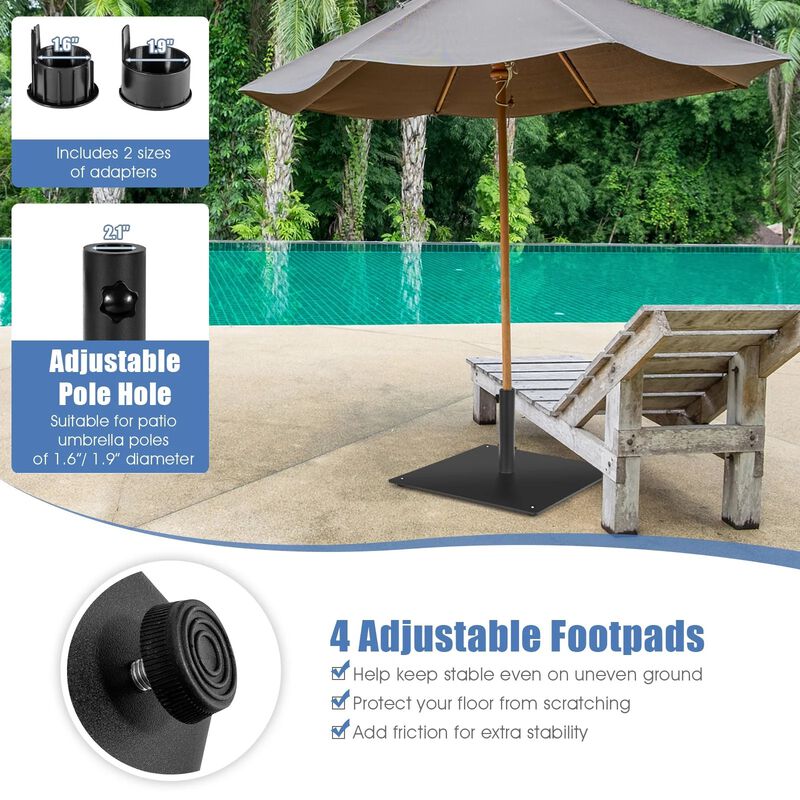 Mondawe 20 Inches Patio Umbrella Base with 4 Adjustable Footpads