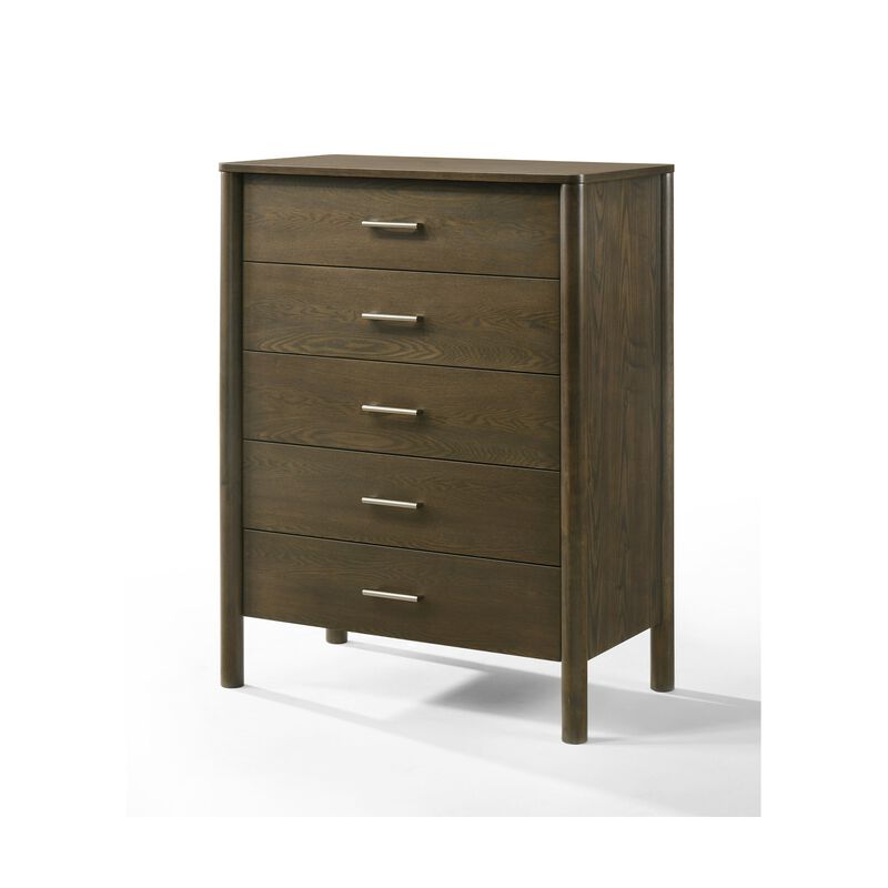 Cid Caro Tall Dresser Chest, 5 Drawers, Wenge Brown Rubberwood image number 2