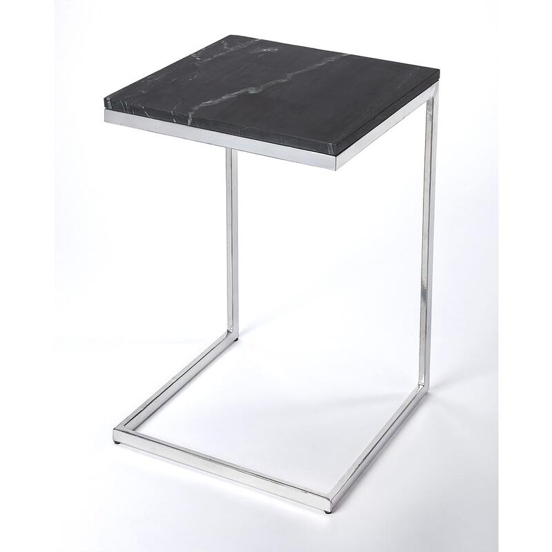 Butler Specialty Company Lawler Marble C- Side Table, Black, Silver