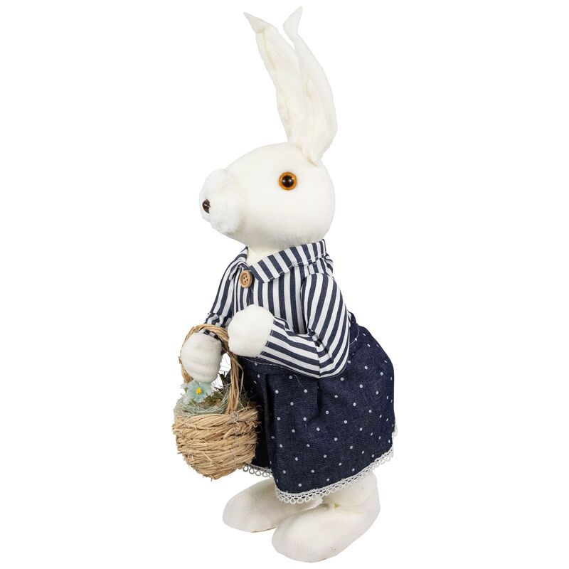 Standing Girl Bunny with Basket Easter Figure - 19" - Navy Blue