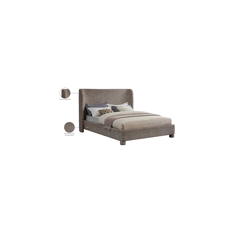 Meridian Furniture Penny Brown Polyester Fabric King Bed