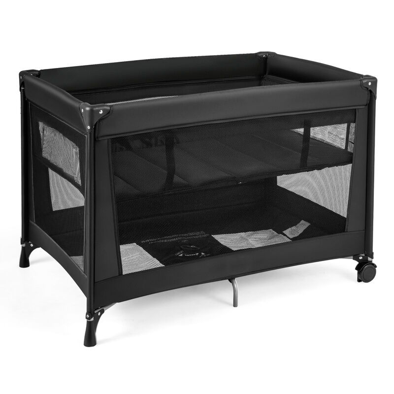 Folding Baby Playard with Soft Mattress and Portable Travel Crib for Infants image number 0