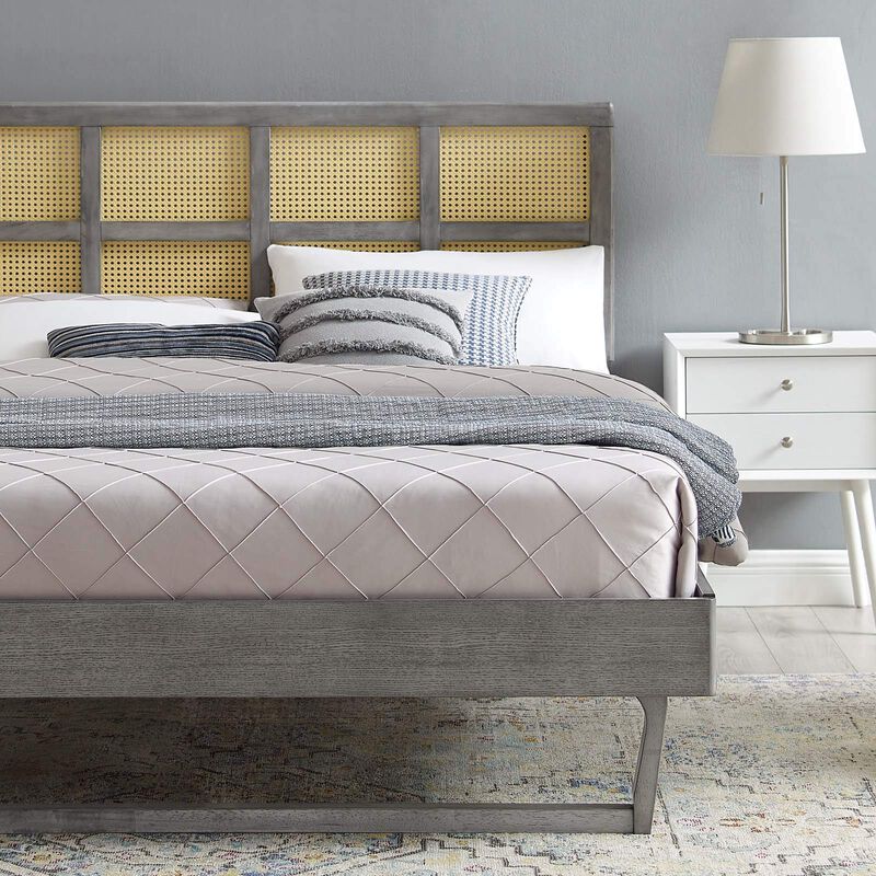 Modway - Sidney Cane and Wood Queen Platform Bed with Angular Legs image number 9