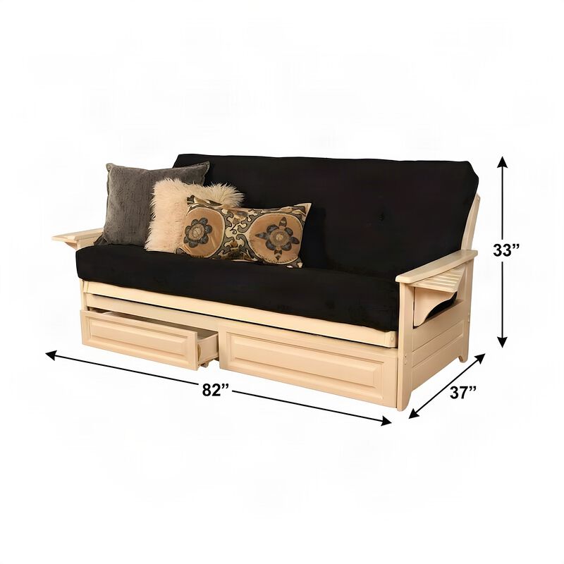 Phoenix Frame-Antique White Finish-Suede Black Mattress-Storage Drawers image number 6