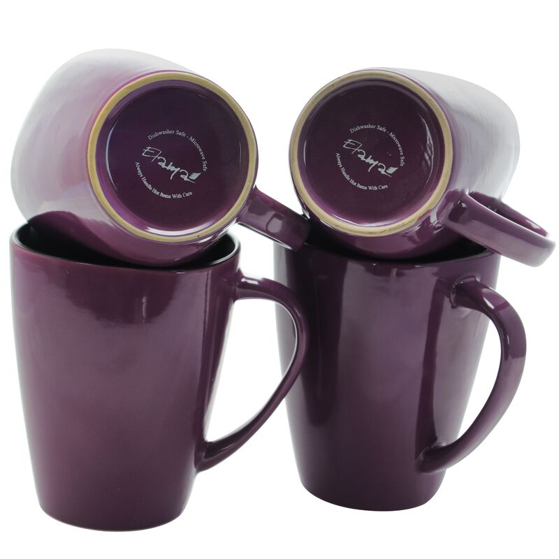 Elama Mulberry 14 oz Stoneware Mugs in Purple, Set of 6