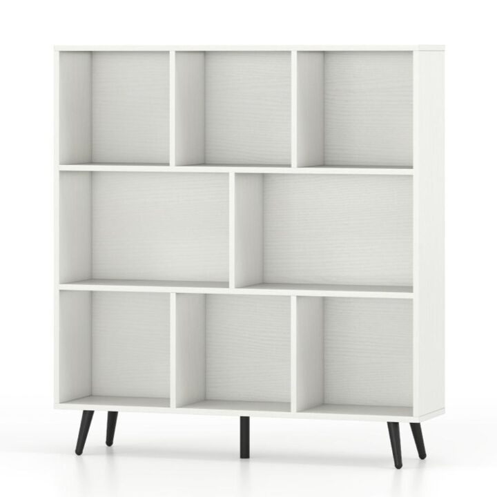 Hivvago Bookcase with 5 Tapered Metal Legs-10 Cubes