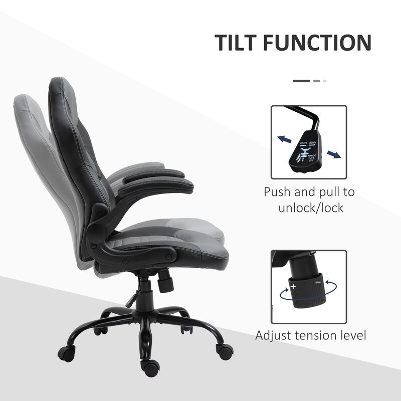 Gaming Chair Swivel Home Office Computer Racing Gamer Desk Chair with Flip-Up Armrest with Wheels