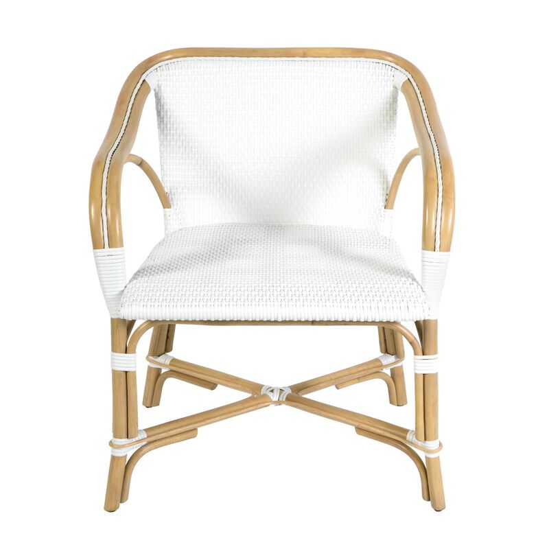 Butler Specialty Portofino 18.75 in. Seat Height Rattan Arm Chair, White and Navy image number 3