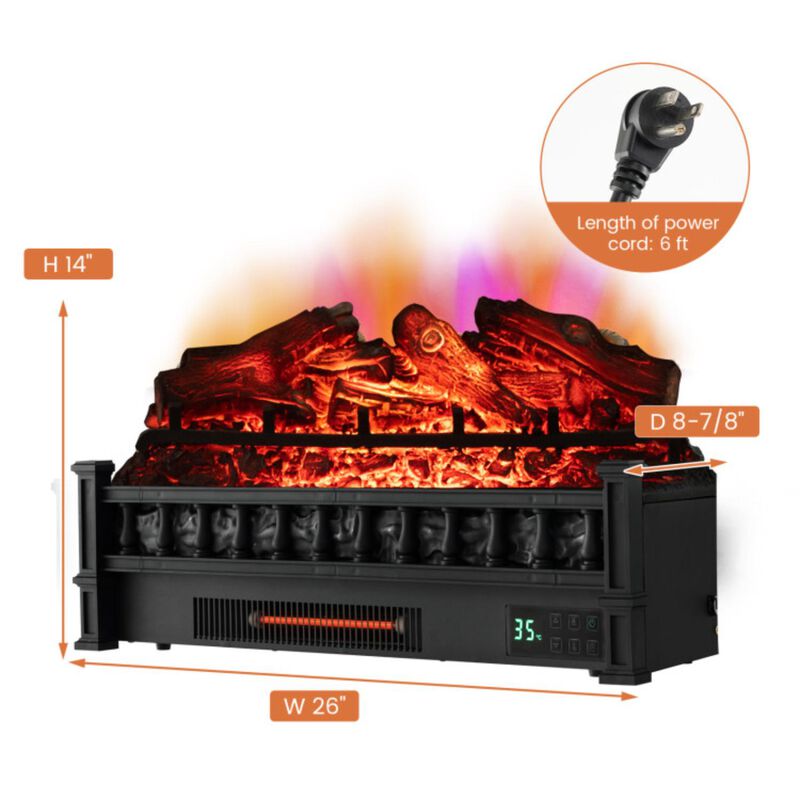 Hivvago 26 Inch Electric Fireplace Heater with Remote Control and Realistic Lemonwood Ember Bed-Black