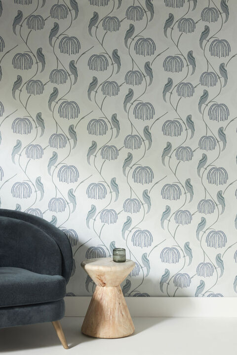 Blaise Blue & Grey Wallpaper
