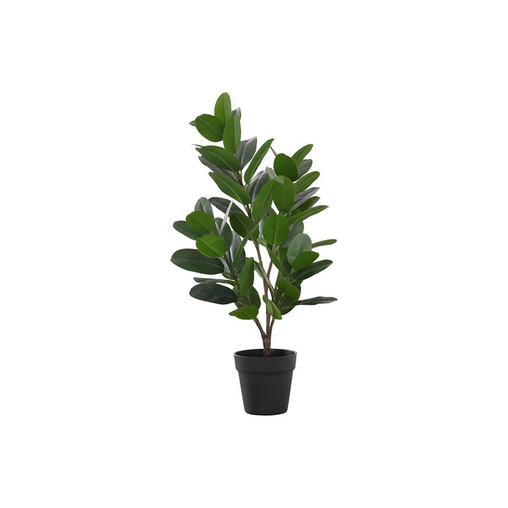 Monarch Specialties I 9504 - Artificial Plant, 28" Tall, Garcinia Tree, Indoor, Faux, Fake, Floor, Greenery, Potted, Real Touch, Decorative, Green Leaves, Black Pot