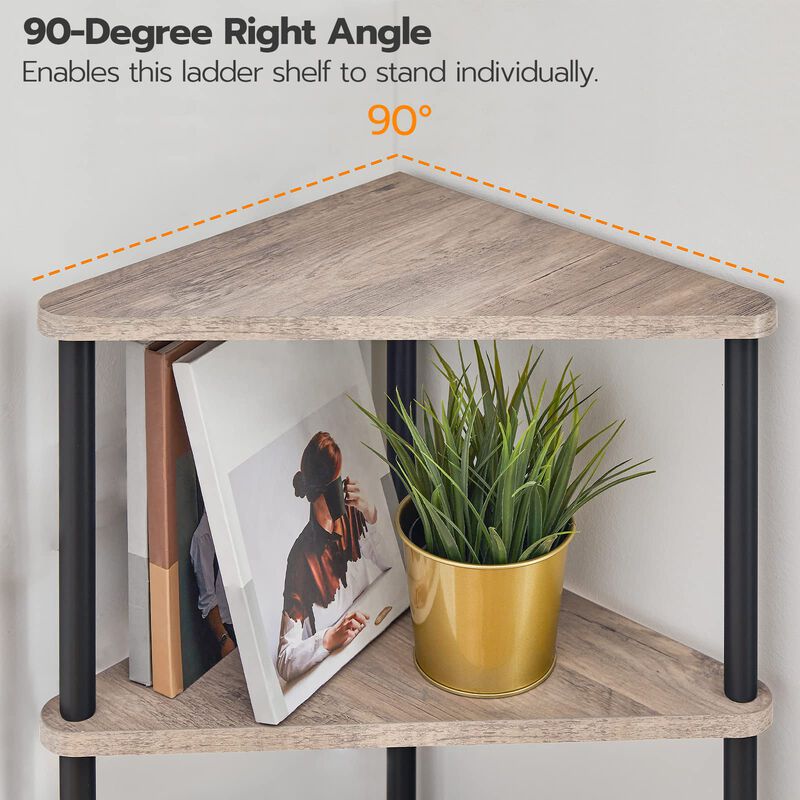 Industrial Style Corner Bookcase 5 Shelf Unit for Space Saving Storage image number 6