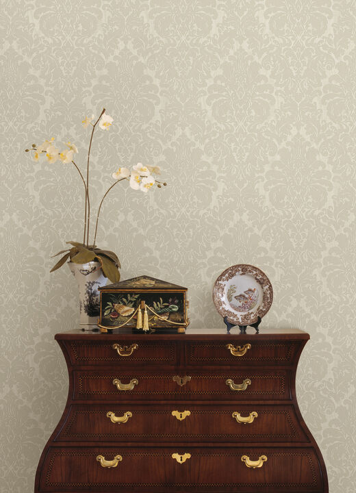 Betina White Damask Wallpaper (Set of 2)