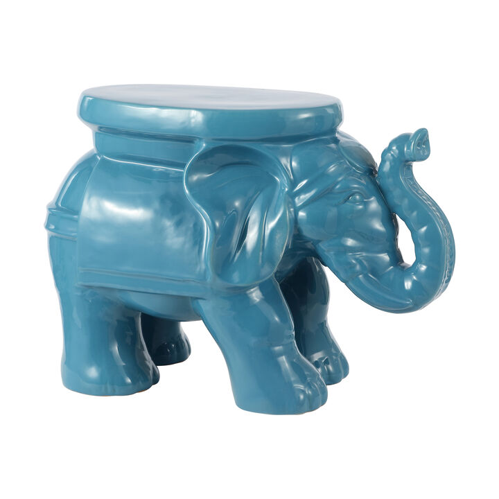 White Elephant 14.25" Ceramic Garden Stool, Gray