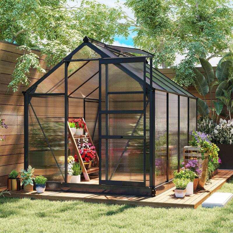Hivvago 6.2' x 8.3' Walk-in Polycarbonate Greenhouse Kit image number 1