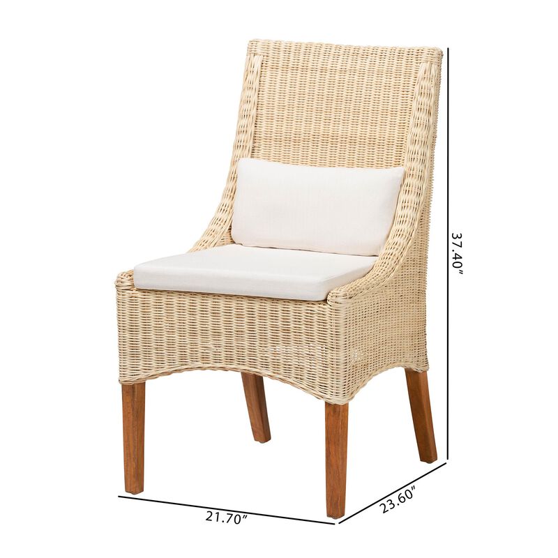 bali & pari Haybourne Natural Rattan 2-Piece Dining Chair Set - Handwoven Wicker Accent Seating with Wingback Frame for Kitchen or Dining Room image number 7