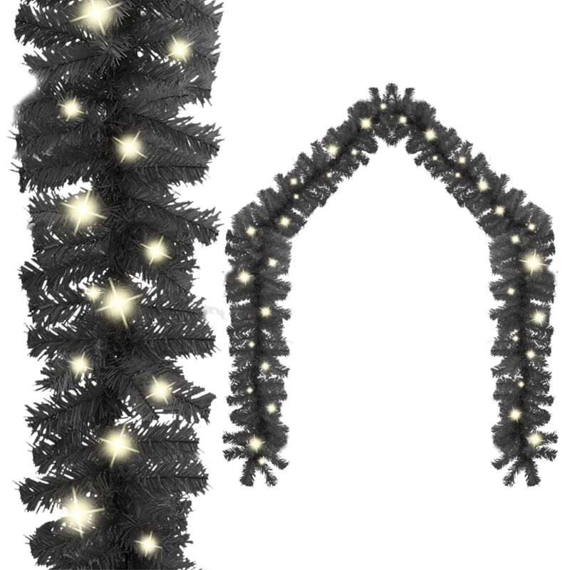 vidaXL Christmas Garland with LED Lights 787.4" Black image number 1