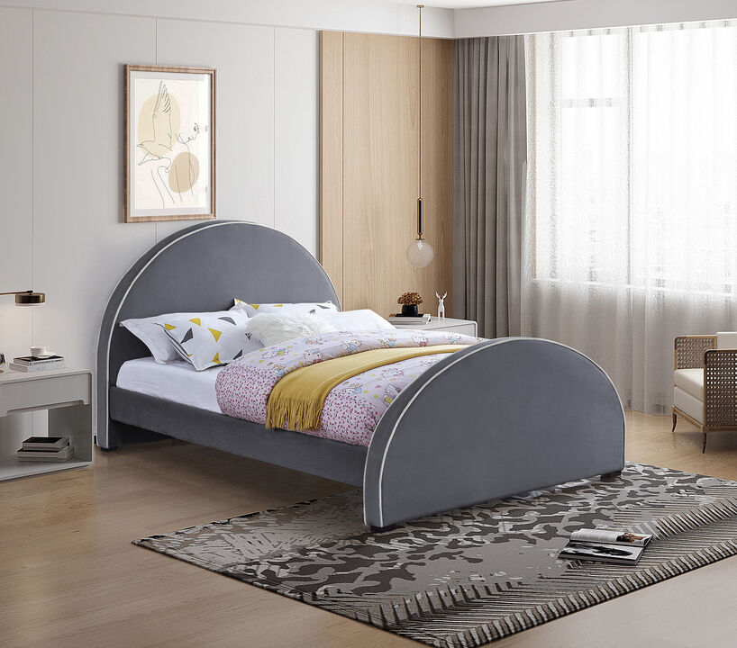 Meridian Furniture Brody Grey Velvet Full Bed