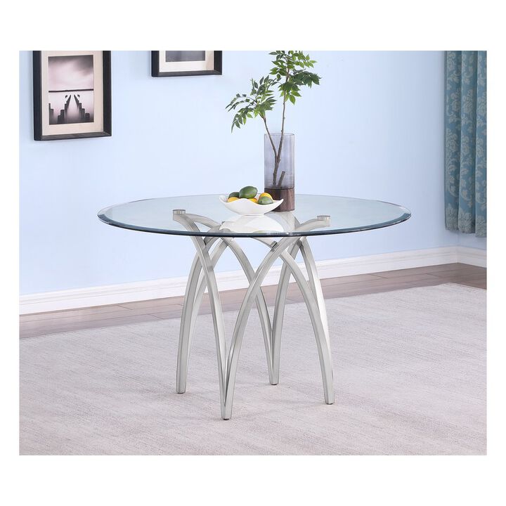 Best Quality Furniture Round 48X48 Tempered Glass Dining Table With Matte Gold Base