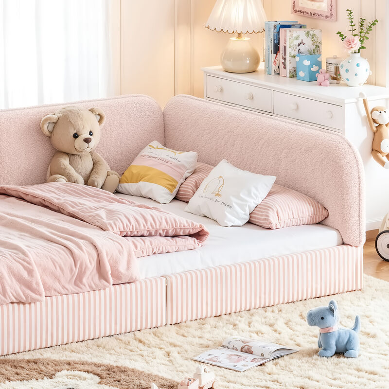 Hemzas Teddy Boucl&eacute; Upholstered Kids Daybed Frame image number 8