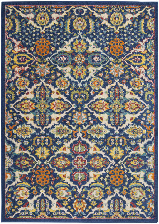 4 X 6 Blue Floral Power Loom Area Rug