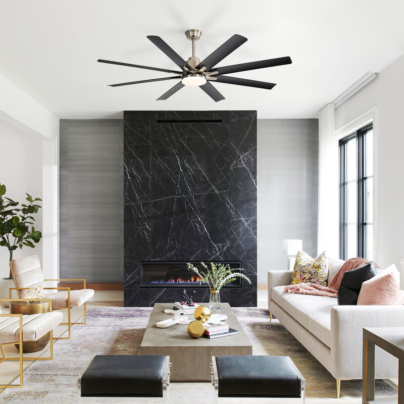 52-Inch Smart Ceiling Fan With Lights, 6 Wind Speed With 8 Black ABS Blades, Voice Remote image number 1