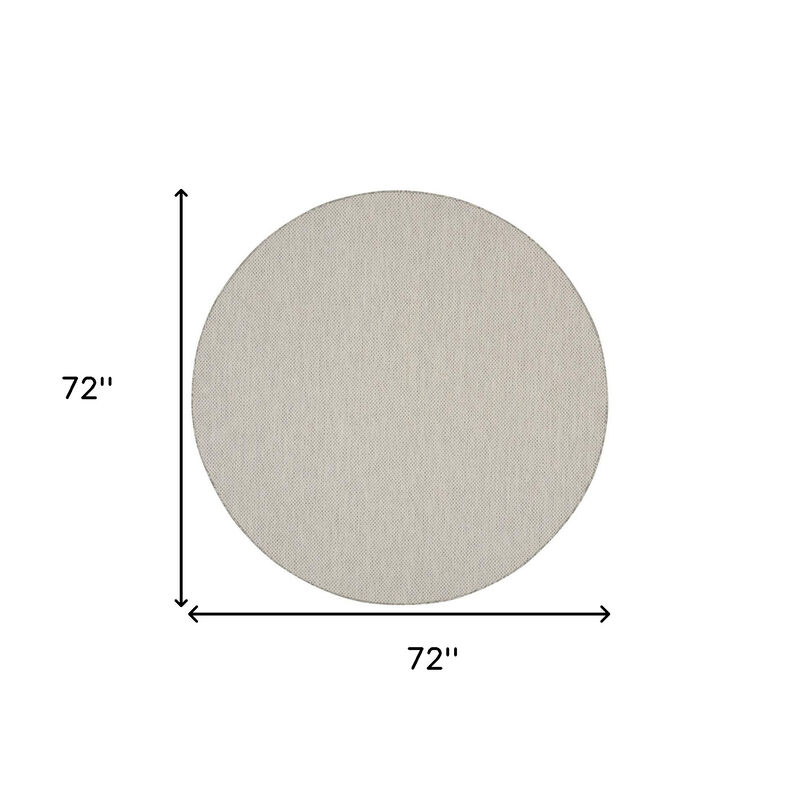 HomeRoots 6' Ivory And Silver Round Geometric Indoor Outdoor Area Rug image number 4