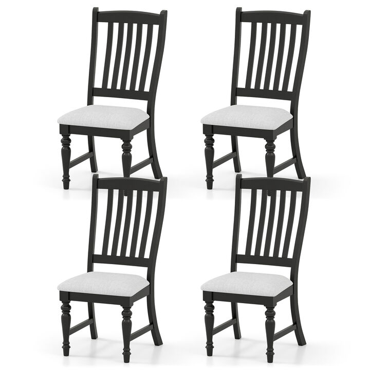 Set of 4 Kitchen Dining Chairs with Solid Wood Legs and Backrests