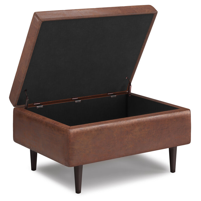 Simpli Home Shay Mid Century Small Square Coffee Table Storage Ottoman image number 2