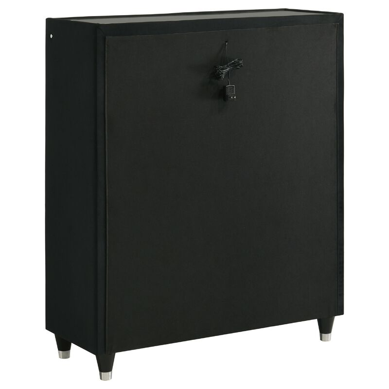 Maren Tall Dresser Chest, 5 Drawers and LED Light, Black Tufted Velvet image number 3