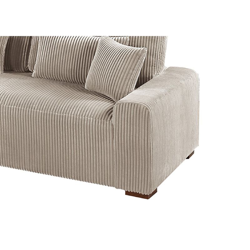 Lio 2pc XL Sectional Sofa with Chaise, 5 Throw Pillows, Brown Corduroy - Benzara