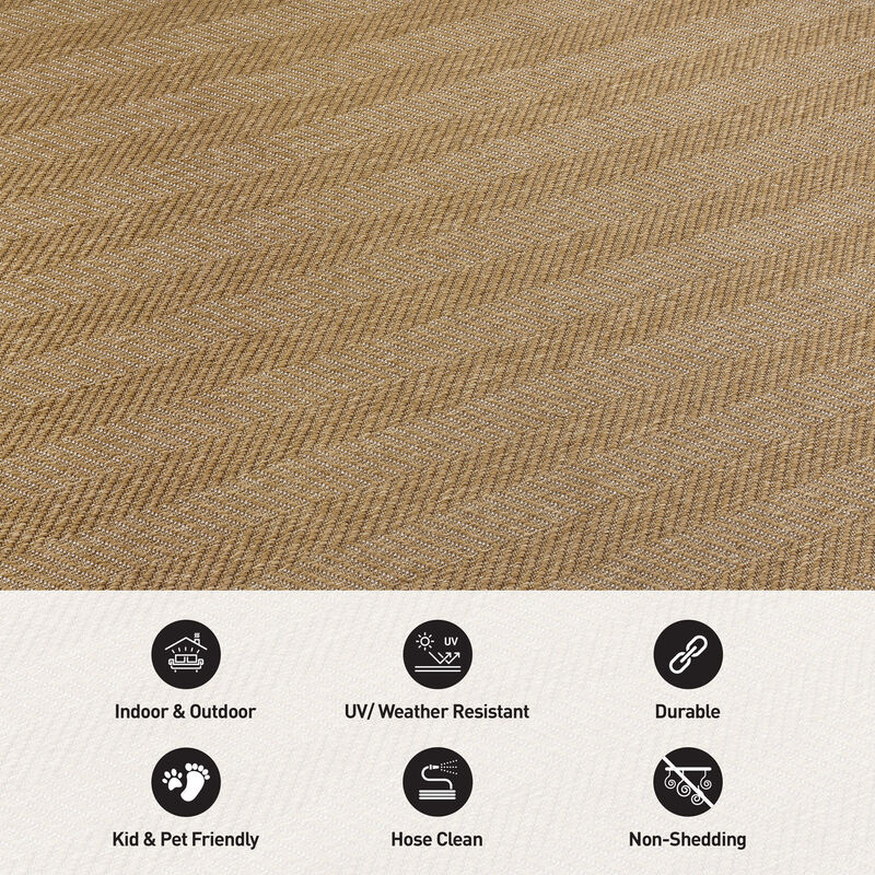 World Rug Gallery Herringbone Stripe Reversible Jute-Look Indoor/Outdoor Rug image number 4