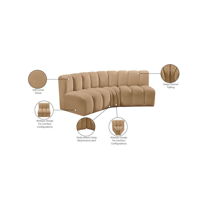 Meridian Furniture Arc Camel Velvet Modular Sofa