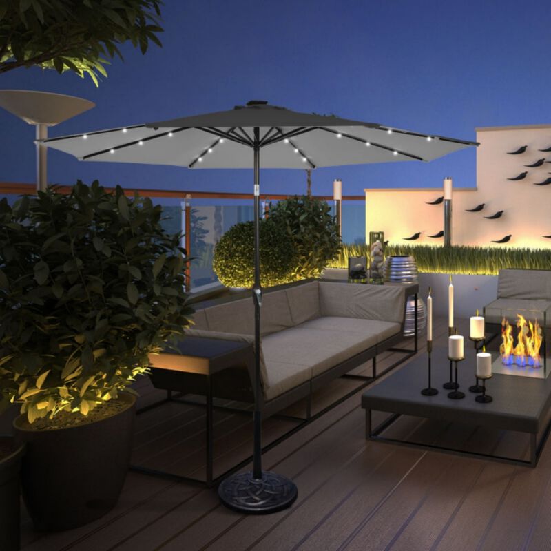 10 Feet Outdoor Patio Umbrella with Bright Solar LED Lights-Gray image number 8