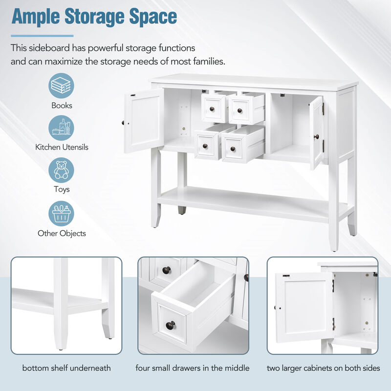 Whisen Vintage Console Table with Four Small Drawers and Bottom Shelf for Living Rooms, Entrances and Kitchens - Retro Blue